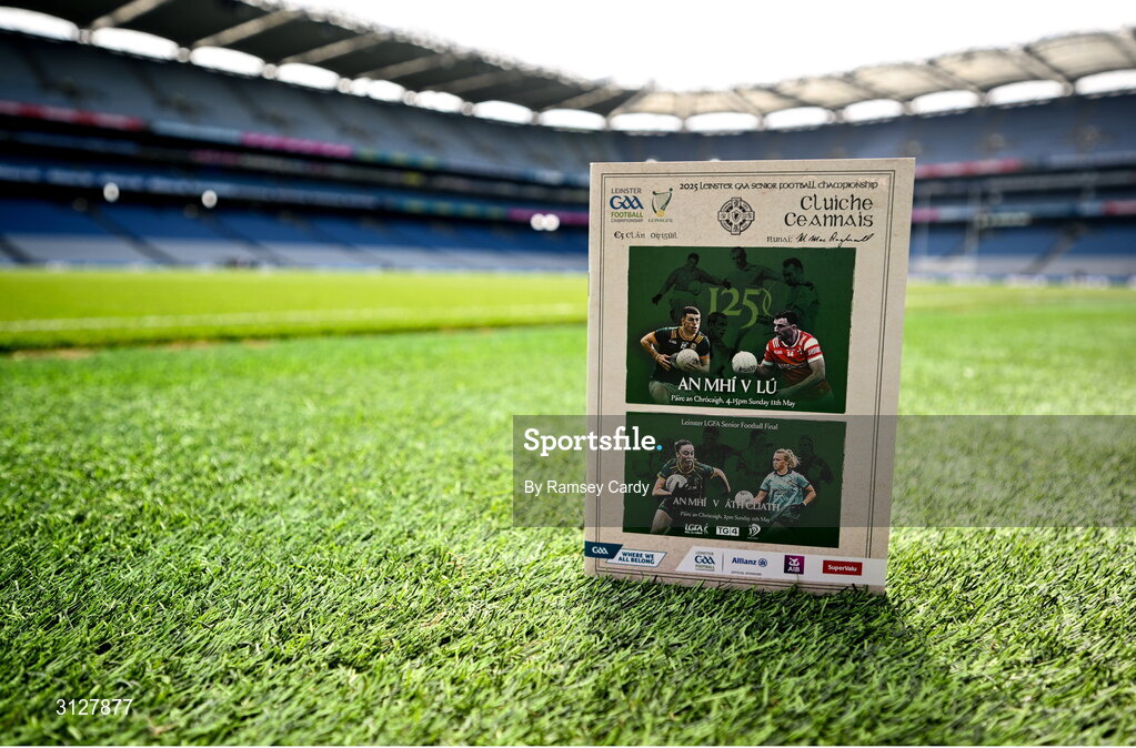 11 May 2025; A general view of the match programme before the Leinster GAA Football Senior Championship final match between Louth and Meath at Croke Park in Dublin. Photo by Ramsey Cardy/Sportsfile