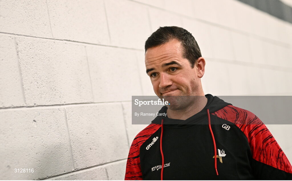 11 May 2025; Louth manager Ger Brennan arrives before the Leinster GAA Football Senior Championship final match between Louth and Meath at Croke Park in Dublin. Photo by Ramsey Cardy/Sportsfile