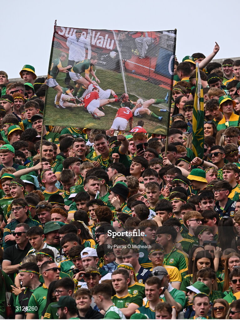 11 May 2025; A banner on Hill 16, showing Joe Sheridan's goal for Meath in the 2010 Leinster SFC Final, before the Leinster GAA Football Senior Championship final match between Louth and Meath at Croke Park in Dublin. Photo by Piaras Ó Mídheach/Sportsfile