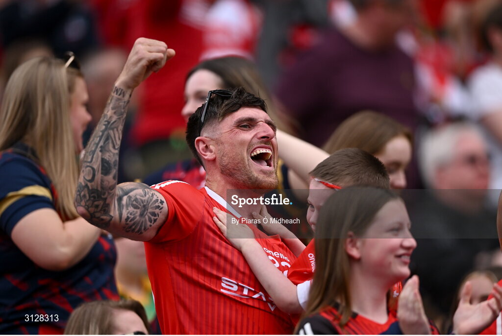 11 May 2025; Louth supporters during the Leinster GAA Football Senior Championship final match between Louth and Meath at Croke Park in Dublin. Photo by Piaras Ó Mídheach/Sportsfile