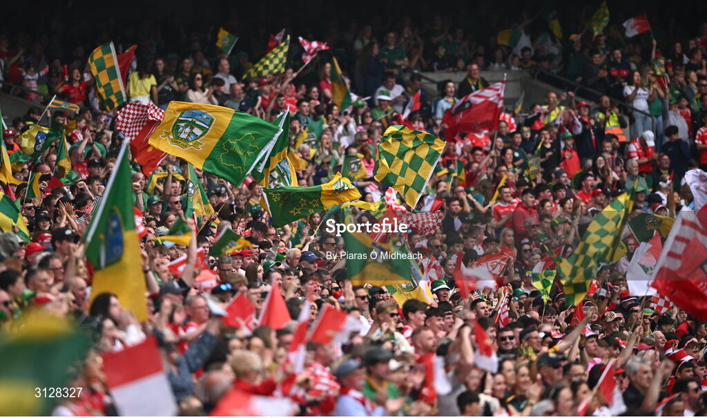 11 May 2025; Supporters before the Leinster GAA Football Senior Championship final match between Louth and Meath at Croke Park in Dublin. Photo by Piaras Ó Mídheach/Sportsfile