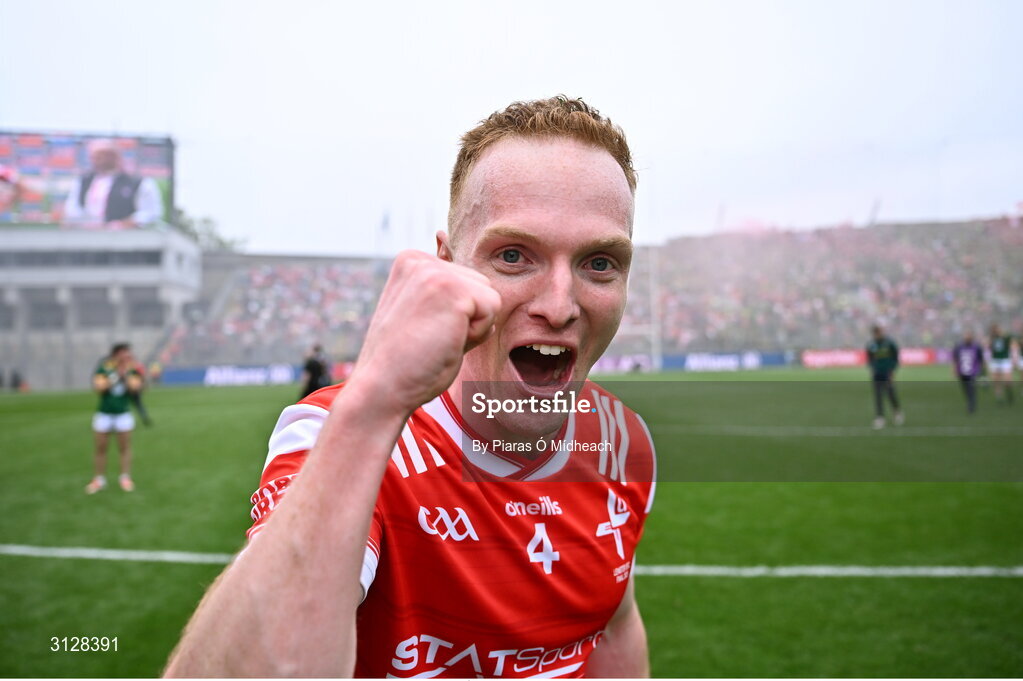 11 May 2025; Donal McKenny of Louth celebrates after the Leinster GAA Football Senior Championship final match between Louth and Meath at Croke Park in Dublin. Photo by Piaras Ó Mídheach/Sportsfile