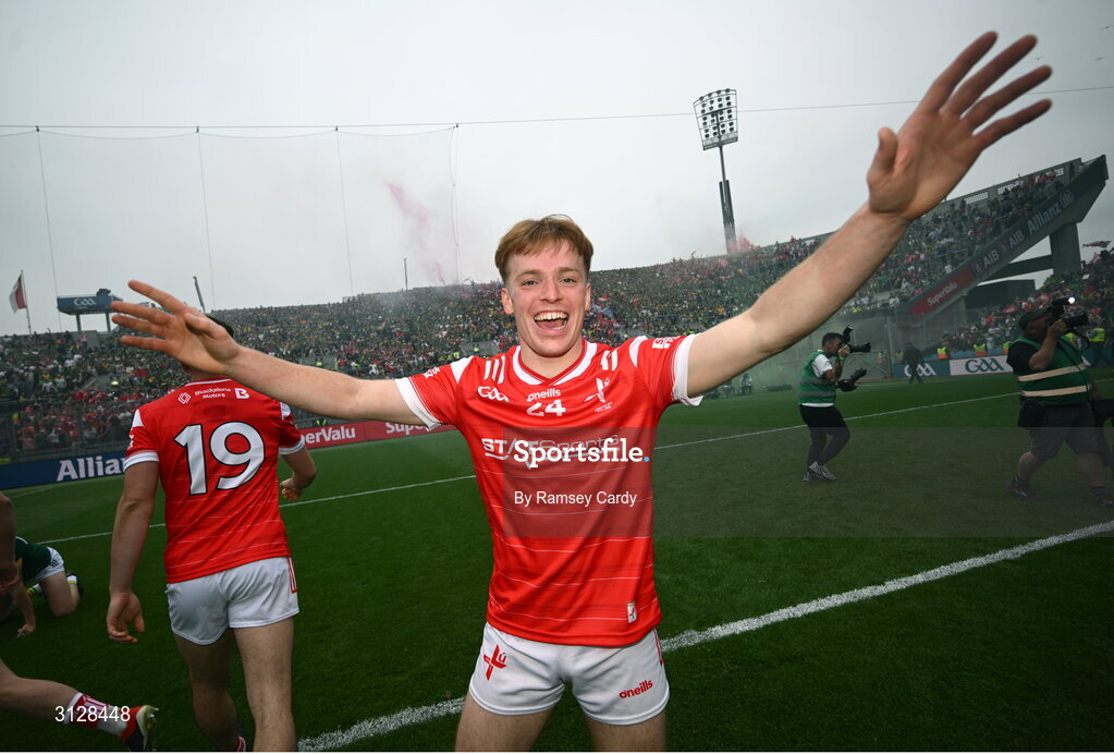 11 May 2025; Ciarán Keenan of Louth celebrates after the Leinster GAA Football Senior Championship final match between Louth and Meath at Croke Park in Dublin. Photo by Ramsey Cardy/Sportsfile