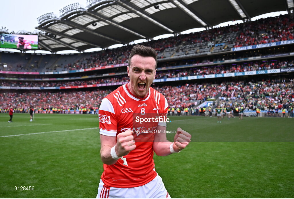 11 May 2025; Tommy Durnin of Louth celebrates after his side's victory in the Leinster GAA Football Senior Championship final match between Louth and Meath at Croke Park in Dublin. Photo by Piaras Ó Mídheach/Sportsfile