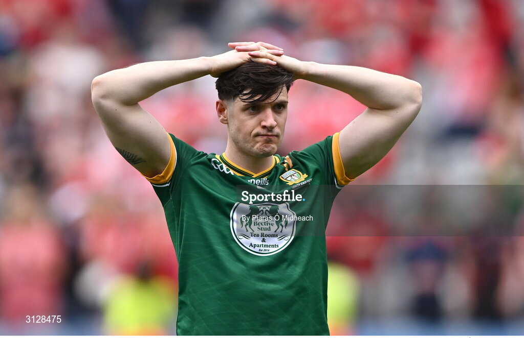 11 May 2025; Séamus Lavin of Meath after his side's defeat in the Leinster GAA Football Senior Championship final match between Louth and Meath at Croke Park in Dublin. Photo by Piaras Ó Mídheach/Sportsfile
