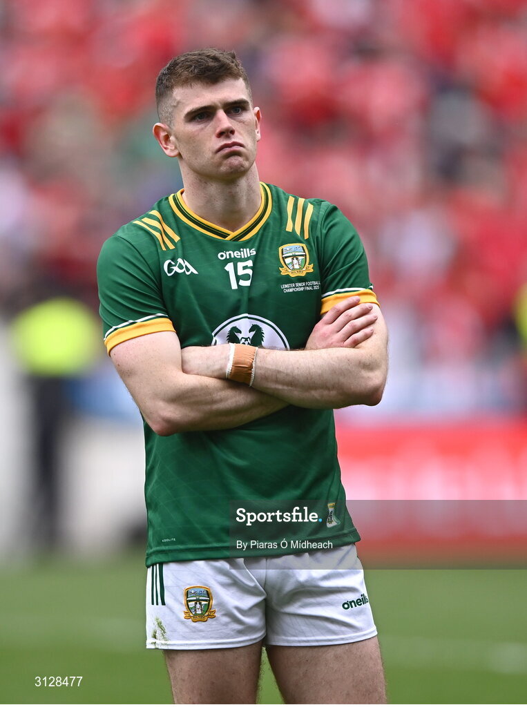 11 May 2025; Meath captain Eoghan Frayne after his side's defeat in the Leinster GAA Football Senior Championship final match between Louth and Meath at Croke Park in Dublin. Photo by Piaras Ó Mídheach/Sportsfile