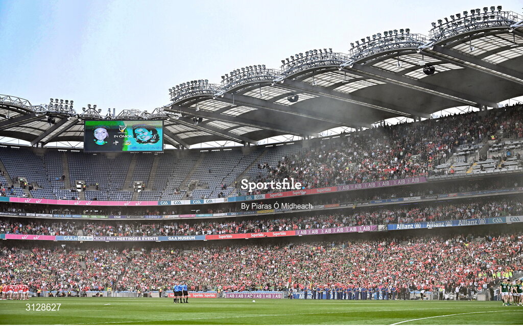 11 May 2025; A general view during a minute's silence before the Leinster GAA Football Senior Championship final match between Louth and Meath at Croke Park in Dublin. Photo by Piaras Ó Mídheach/Sportsfile