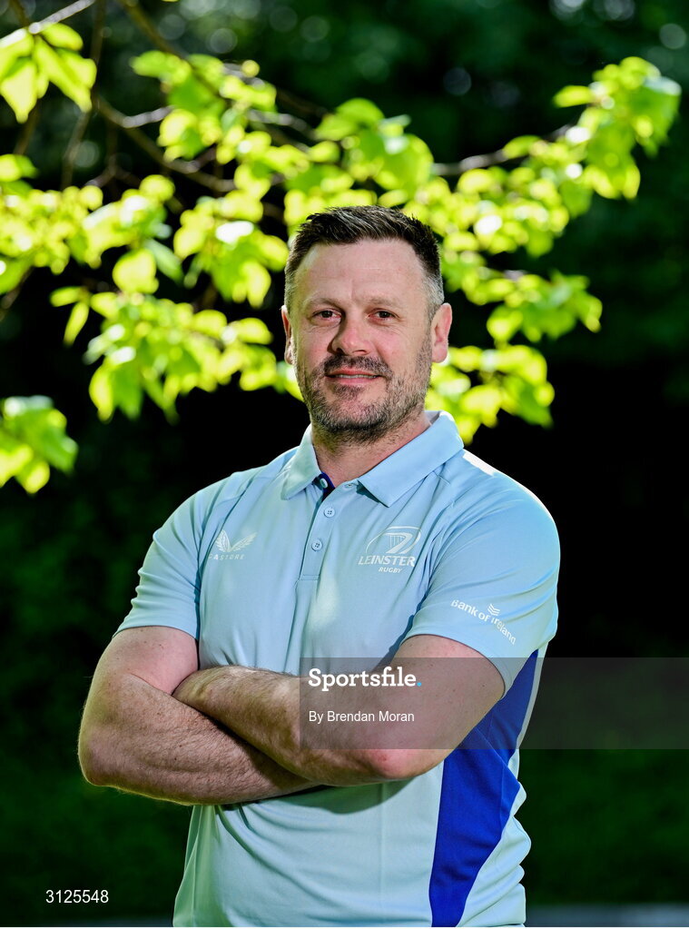 15 May 2025; New Leinster Rugby women's head coach Ben Martin is interviewed by Leinster TV at Leinster Rugby HQ in Dublin. Photo by Brendan Moran/Sportsfile