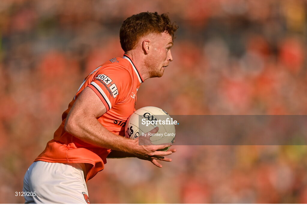10 May 2025; Jason Duffy of Armagh during the Ulster GAA Football Senior Championship final match between Armagh and Donegal at St Tiernach's Park in Clones, Monaghan. Photo by Ramsey Cardy/Sportsfile