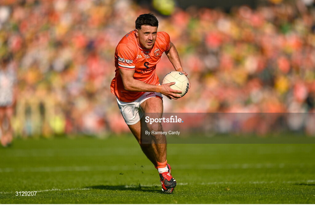 10 May 2025; Stefan Campbell of Armagh during the Ulster GAA Football Senior Championship final match between Armagh and Donegal at St Tiernach's Park in Clones, Monaghan. Photo by Ramsey Cardy/Sportsfile