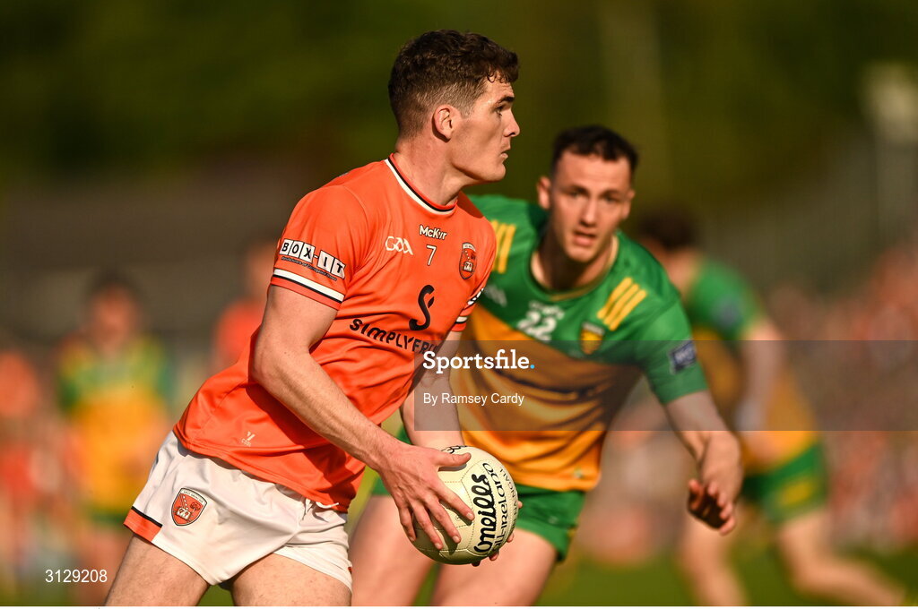 10 May 2025; Jarly Óg Burns of Armagh during the Ulster GAA Football Senior Championship final match between Armagh and Donegal at St Tiernach's Park in Clones, Monaghan. Photo by Ramsey Cardy/Sportsfile