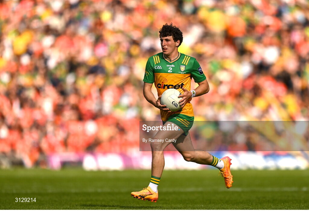 10 May 2025; Finnbarr Roarty of Donegal during the Ulster GAA Football Senior Championship final match between Armagh and Donegal at St Tiernach's Park in Clones, Monaghan. Photo by Ramsey Cardy/Sportsfile