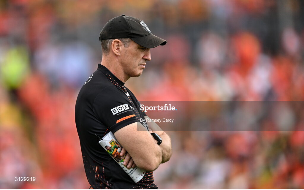 10 May 2025; Armagh manager Kieran McGeeney before the Ulster GAA Football Senior Championship final match between Armagh and Donegal at St Tiernach's Park in Clones, Monaghan. Photo by Ramsey Cardy/Sportsfile