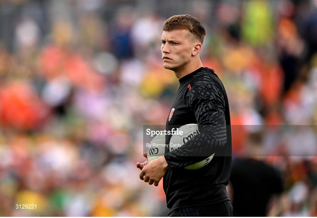10 May 2025; Rian O'Neill of Armagh before the Ulster GAA Football Senior Championship final match between Armagh and Donegal at St Tiernach's Park in Clones, Monaghan. Photo by Ramsey Cardy/Sportsfile