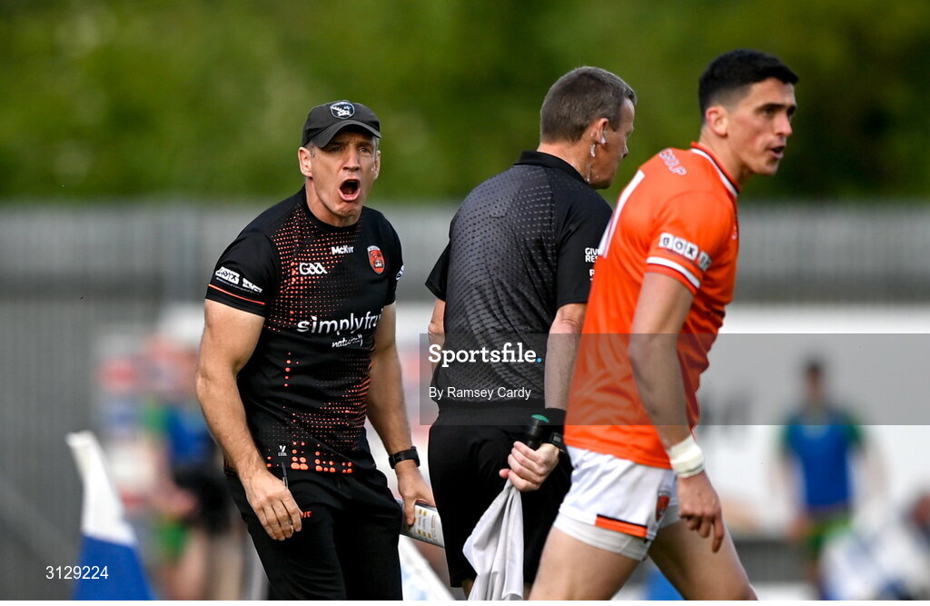 10 May 2025; Armagh manager Kieran McGeeney during the Ulster GAA Football Senior Championship final match between Armagh and Donegal at St Tiernach's Park in Clones, Monaghan. Photo by Ramsey Cardy/Sportsfile