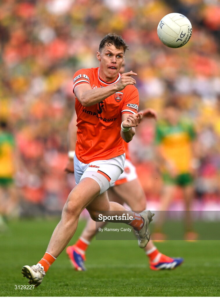 10 May 2025; Oisin O'Neill of Armagh during the Ulster GAA Football Senior Championship final match between Armagh and Donegal at St Tiernach's Park in Clones, Monaghan. Photo by Ramsey Cardy/Sportsfile