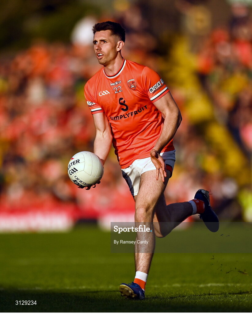 10 May 2025; Shane McPartlan of Armagh during the Ulster GAA Football Senior Championship final match between Armagh and Donegal at St Tiernach's Park in Clones, Monaghan. Photo by Ramsey Cardy/Sportsfile