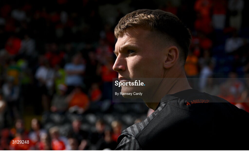 10 May 2025; Rian O'Neill of Armagh during the Ulster GAA Football Senior Championship final match between Armagh and Donegal at St Tiernach's Park in Clones, Monaghan. Photo by Ramsey Cardy/Sportsfile