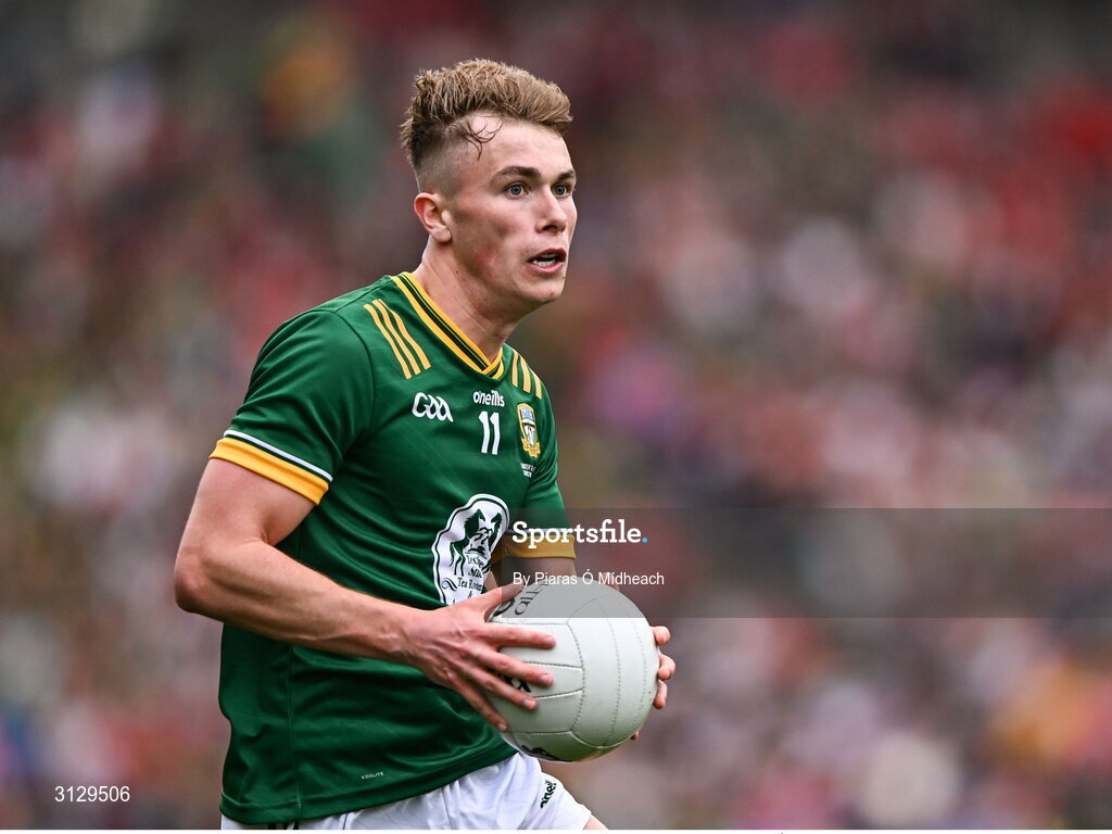 11 May 2025; Ruairí Kinsella of Meath during the Leinster GAA Football Senior Championship final match between Louth and Meath at Croke Park in Dublin. Photo by Piaras Ó Mídheach/Sportsfile