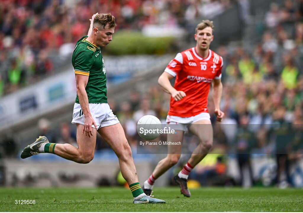 11 May 2025; Ruairí Kinsella of Meath during the Leinster GAA Football Senior Championship final match between Louth and Meath at Croke Park in Dublin. Photo by Piaras Ó Mídheach/Sportsfile