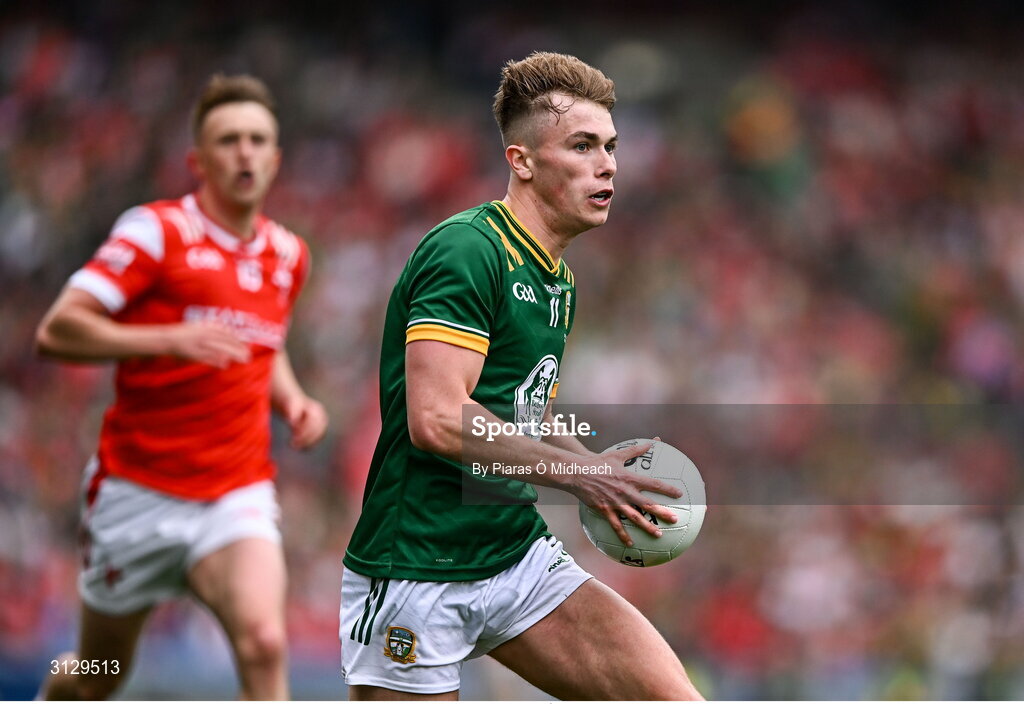11 May 2025; Ruairí Kinsella of Meath during the Leinster GAA Football Senior Championship final match between Louth and Meath at Croke Park in Dublin. Photo by Piaras Ó Mídheach/Sportsfile
