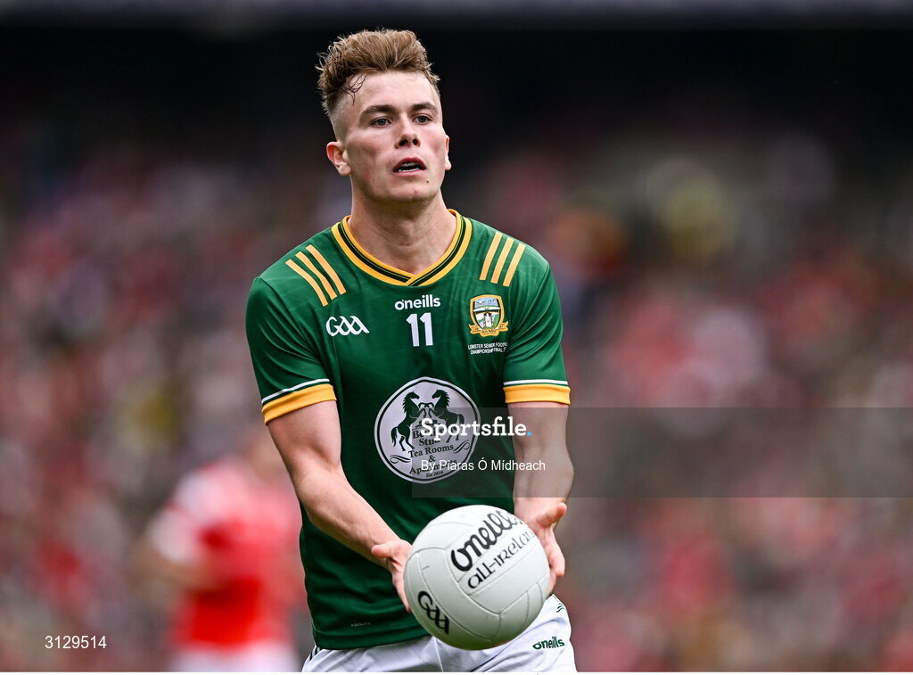 11 May 2025; Ruairí Kinsella of Meath during the Leinster GAA Football Senior Championship final match between Louth and Meath at Croke Park in Dublin. Photo by Piaras Ó Mídheach/Sportsfile