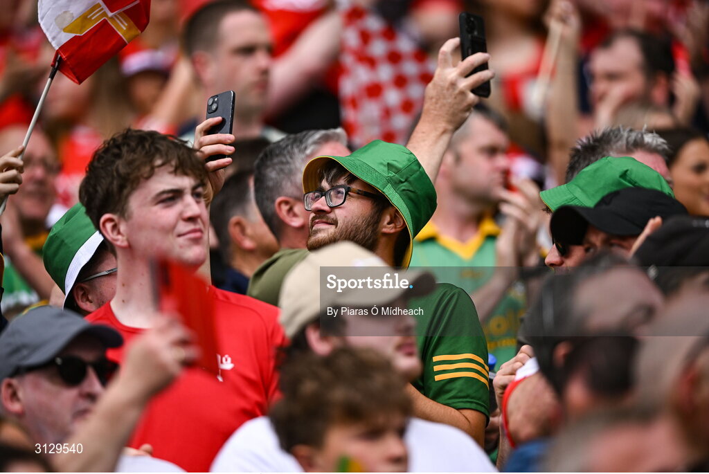 11 May 2025; Supporters before the Leinster GAA Football Senior Championship final match between Louth and Meath at Croke Park in Dublin. Photo by Piaras Ó Mídheach/Sportsfile