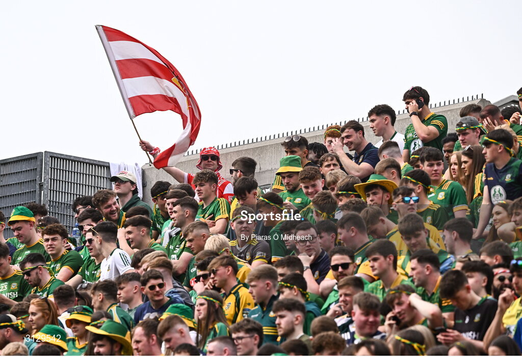 11 May 2025; Supporters on Hill 16 before the Leinster GAA Football Senior Championship final match between Louth and Meath at Croke Park in Dublin. Photo by Piaras Ó Mídheach/Sportsfile