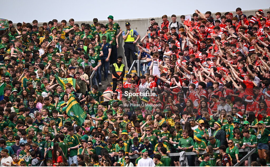 11 May 2025; Supporters on Hill 16 before the Leinster GAA Football Senior Championship final match between Louth and Meath at Croke Park in Dublin. Photo by Piaras Ó Mídheach/Sportsfile