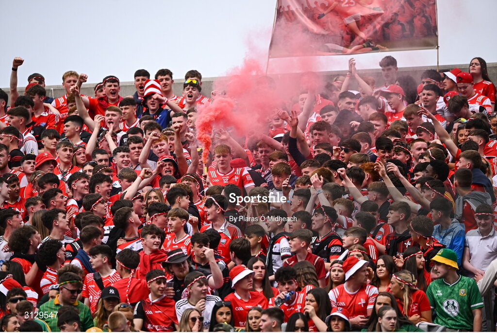 11 May 2025; Supporters on Hill 16 before the Leinster GAA Football Senior Championship final match between Louth and Meath at Croke Park in Dublin. Photo by Piaras Ó Mídheach/Sportsfile