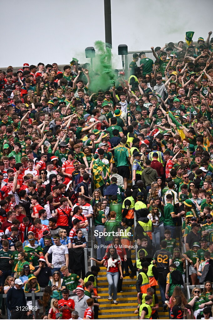 11 May 2025; Supporters on Hill 16 before the Leinster GAA Football Senior Championship final match between Louth and Meath at Croke Park in Dublin. Photo by Piaras Ó Mídheach/Sportsfile