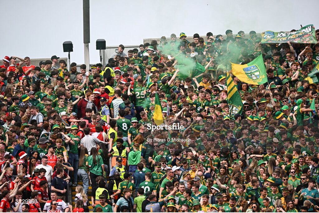 11 May 2025; Supporters on Hill 16 before the Leinster GAA Football Senior Championship final match between Louth and Meath at Croke Park in Dublin. Photo by Piaras Ó Mídheach/Sportsfile