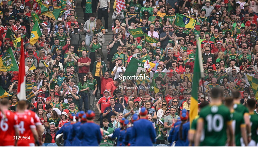 11 May 2025; Supporters before the Leinster GAA Football Senior Championship final match between Louth and Meath at Croke Park in Dublin. Photo by Piaras Ó Mídheach/Sportsfile