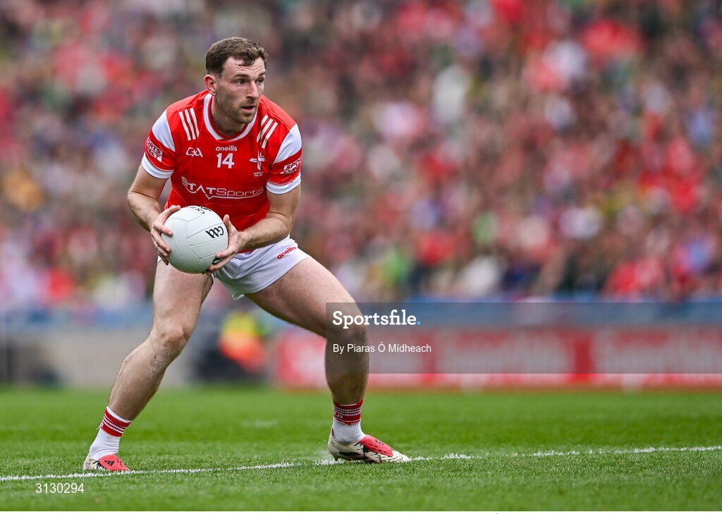 11 May 2025; Sam Mulroy of Louth during the Leinster GAA Football Senior Championship final match between Louth and Meath at Croke Park in Dublin. Photo by Piaras Ó Mídheach/Sportsfile
