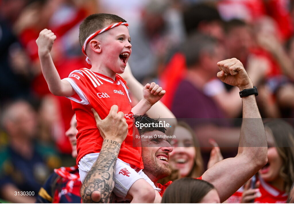 11 May 2025; Louth supporters during the Leinster GAA Football Senior Championship final match between Louth and Meath at Croke Park in Dublin. Photo by Piaras Ó Mídheach/Sportsfile