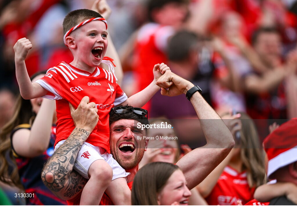 11 May 2025; Louth supporters during the Leinster GAA Football Senior Championship final match between Louth and Meath at Croke Park in Dublin. Photo by Piaras Ó Mídheach/Sportsfile