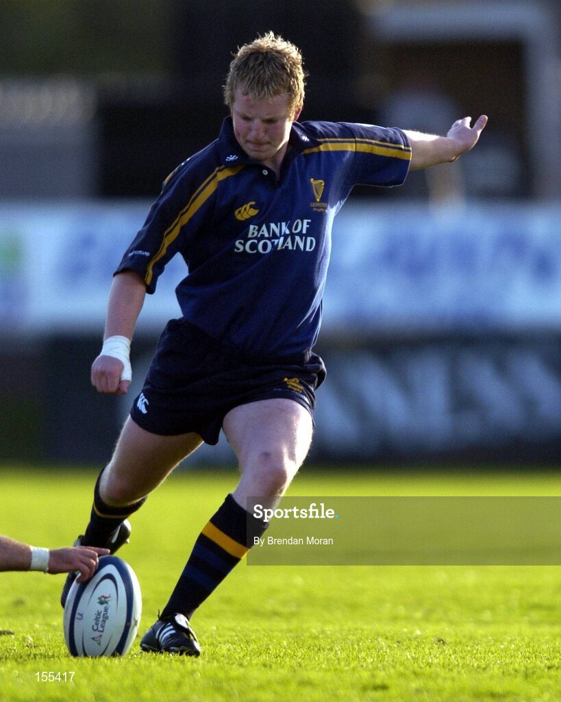 11 September 2004; David McAllister, Leinster. Celtic League 2004-2005, Ulster v Leinster, Ravenhill Park, Belfast. Picture credit; Brendan Moran / SPORTSFILE