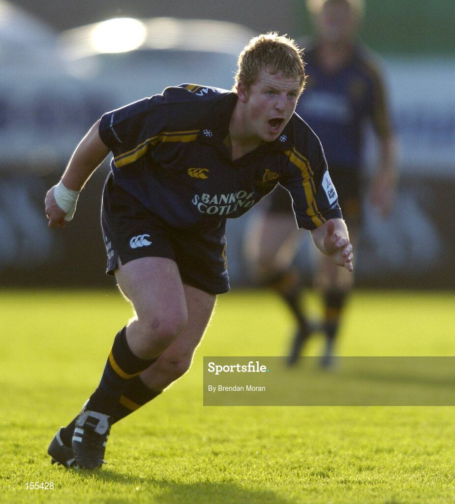 11 September 2004; David McAllister, Leinster. Celtic League 2004-2005, Ulster v Leinster, Ravenhill Park, Belfast. Picture credit; Brendan Moran / SPORTSFILE