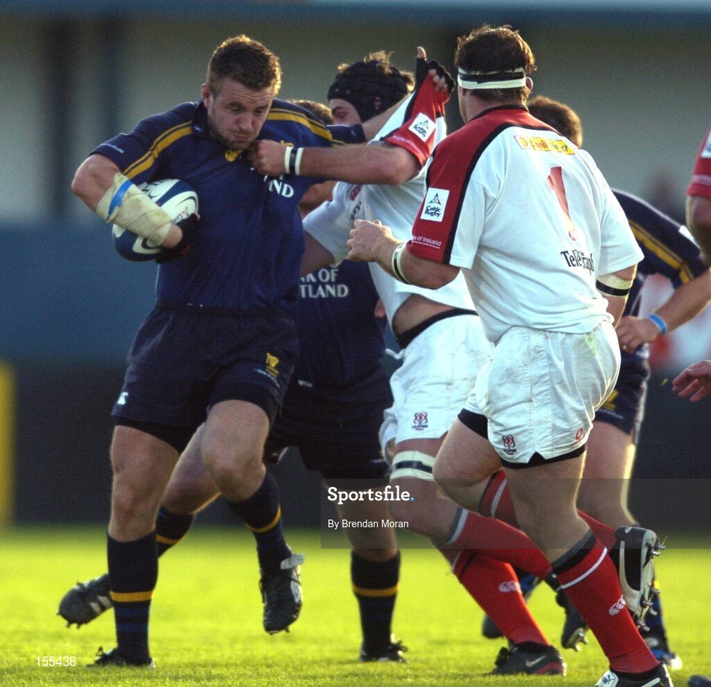 11 September 2004; Aidan McCullen, Leinster, in action against Ulster. Celtic League 2004-2005, Ulster v Leinster, Ravenhill Park, Belfast. Picture credit; Brendan Moran / SPORTSFILE