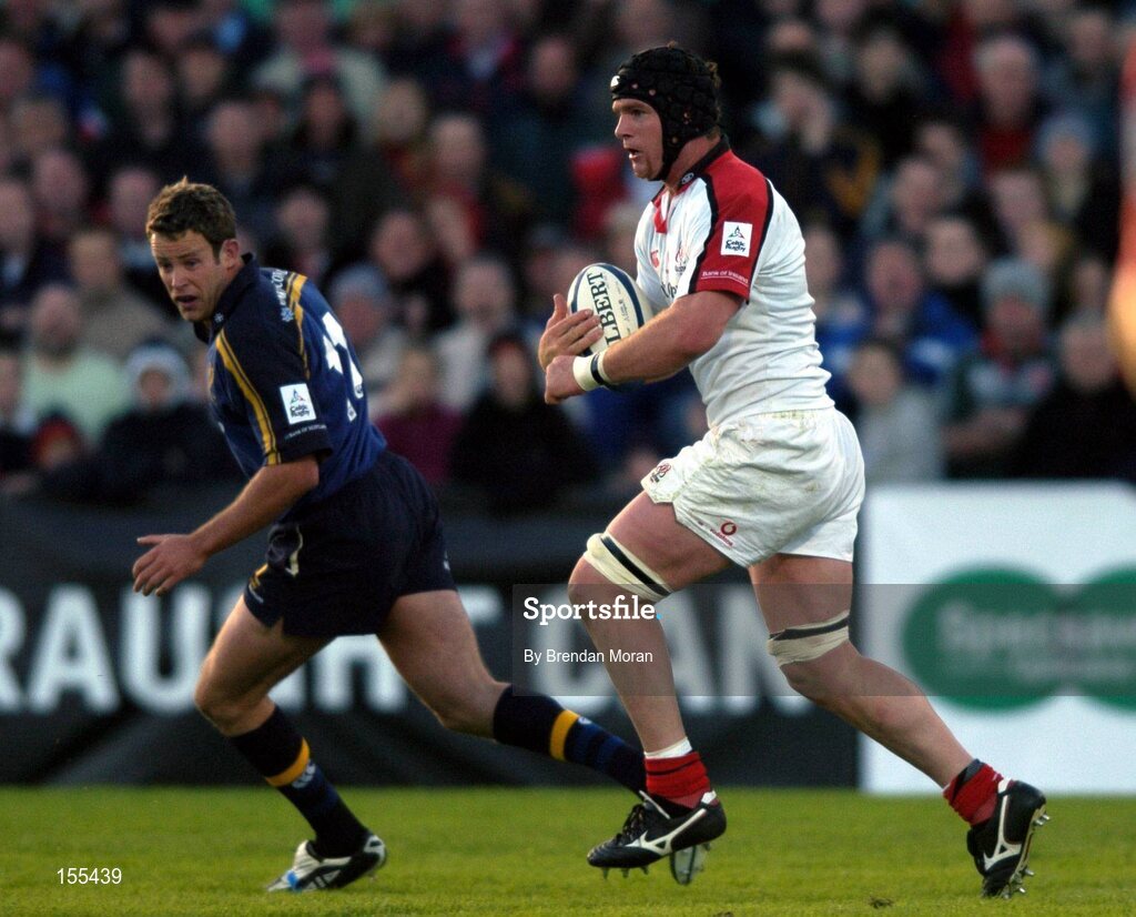 11 September 2004; Matt Mustchin, Ulster, in action against Gary Brown, Leinster. Celtic League 2004-2005, Ulster v Leinster, Ravenhill Park, Belfast. Picture credit; Brendan Moran / SPORTSFILE