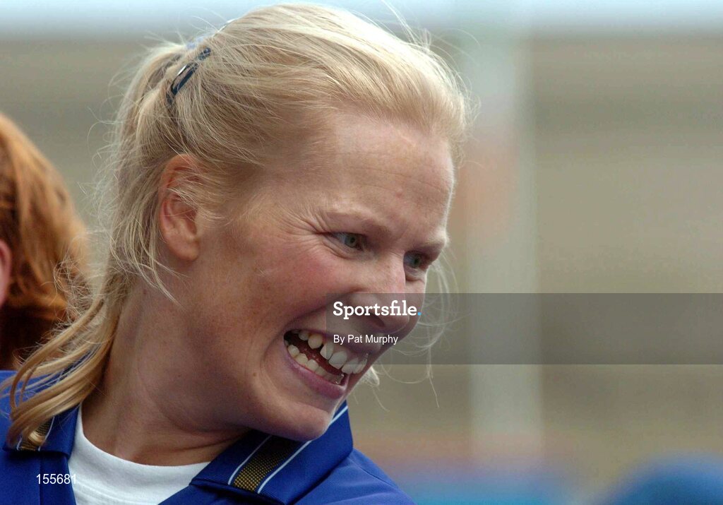 19 September 2004; Jovita Delaney, Tipperary goalkeeper, in jovial mood after victory over Cork. Foras na Gaeilge Senior Camogie Championship All-Ireland Final, Tipperary v Cork, Croke Park, Dublin. Picture credit; Pat Murphy / SPORTSFILE