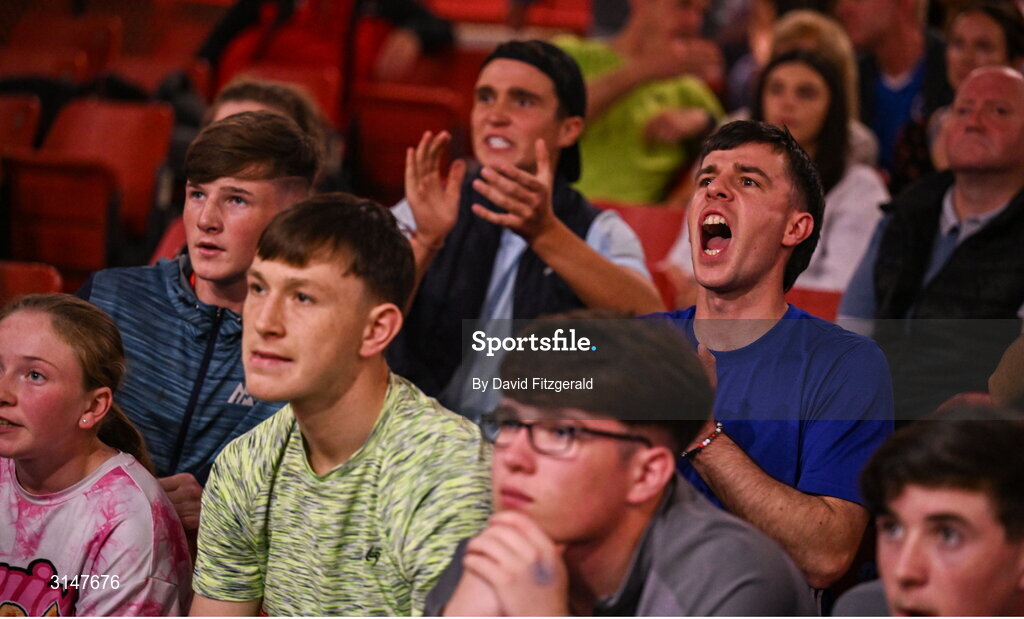30 May 2025; Spectators watch the bouts at the 2025 National Senior Cadet Championship Finals at the National Boxing Stadium in Dublin. Photo by David Fitzgerald/Sportsfile