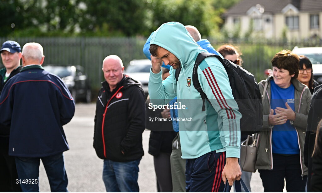 31 May 2025; Aidan O'Shea of Mayo arrives for the GAA Football All-Ireland Senior Championship Round 2 match between Tyrone and Mayo at O'Neills Healy Park in Omagh, Tyrone. Photo by Piaras Ó Mídheach/Sportsfile
