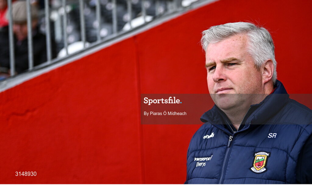 31 May 2025; Acting Mayo manager Stephen Rochford before the GAA Football All-Ireland Senior Championship Round 2 match between Tyrone and Mayo at O'Neills Healy Park in Omagh, Tyrone. Photo by Piaras Ó Mídheach/Sportsfile