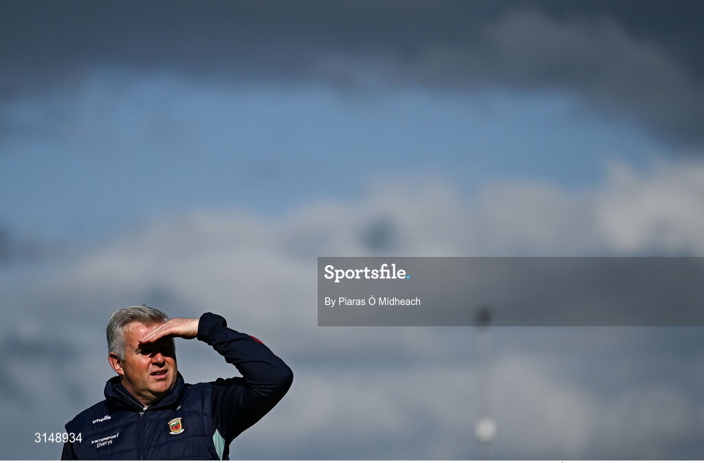 31 May 2025; Acting Mayo manager Stephen Rochford before the GAA Football All-Ireland Senior Championship Round 2 match between Tyrone and Mayo at O'Neills Healy Park in Omagh, Tyrone. Photo by Piaras Ó Mídheach/Sportsfile