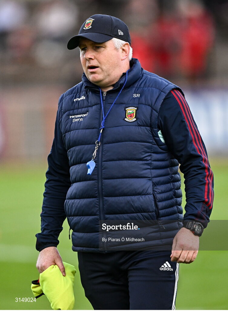 31 May 2025; Acting Mayo manager Stephen Rochford before the GAA Football All-Ireland Senior Championship Round 2 match between Tyrone and Mayo at O'Neills Healy Park in Omagh, Tyrone. Photo by Piaras Ó Mídheach/Sportsfile