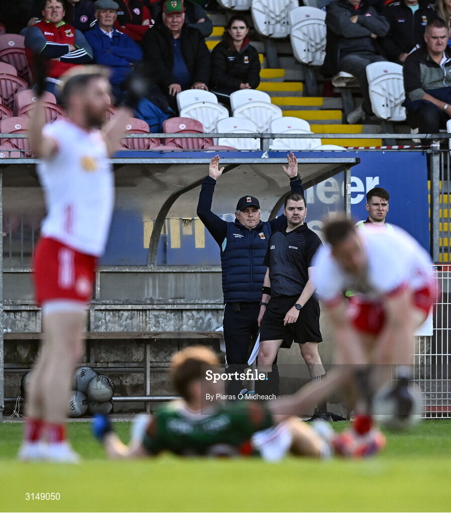 31 May 2025; Acting Mayo manager Stephen Rochford during the GAA Football All-Ireland Senior Championship Round 2 match between Tyrone and Mayo at O'Neills Healy Park in Omagh, Tyrone. Photo by Piaras Ó Mídheach/Sportsfile