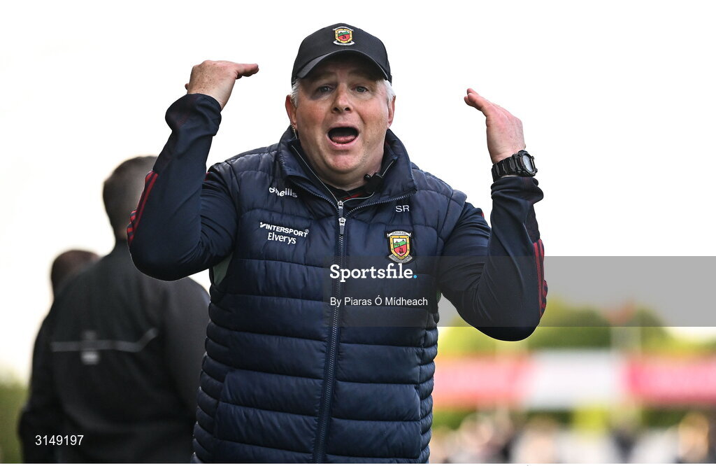 31 May 2025; Acting Mayo manager Stephen Rochford during the GAA Football All-Ireland Senior Championship Round 2 match between Tyrone and Mayo at O'Neills Healy Park in Omagh, Tyrone. Photo by Piaras Ó Mídheach/Sportsfile