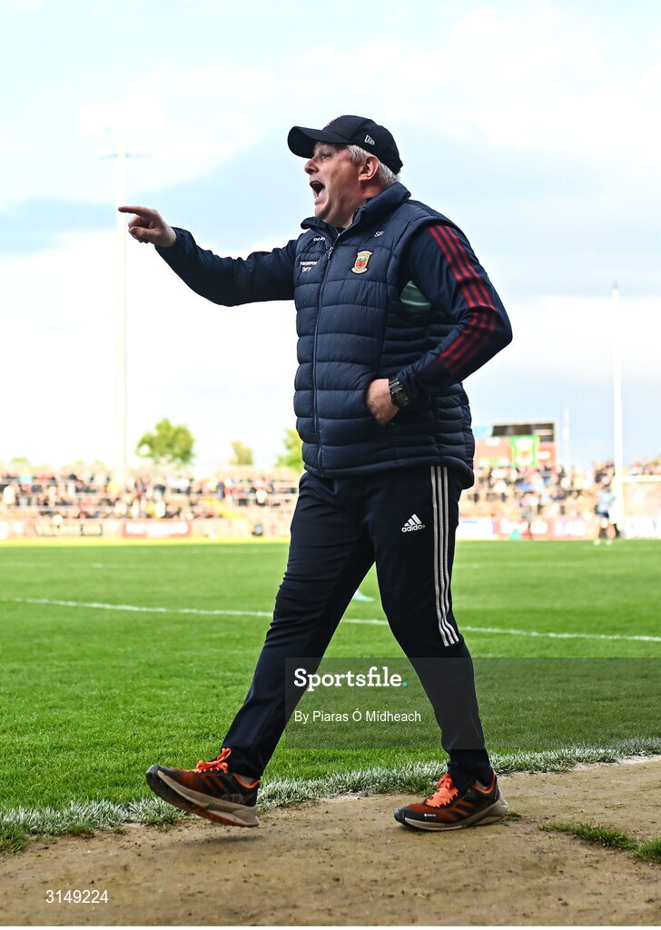 31 May 2025; Acting Mayo manager Stephen Rochford during the GAA Football All-Ireland Senior Championship Round 2 match between Tyrone and Mayo at O'Neills Healy Park in Omagh, Tyrone. Photo by Piaras Ó Mídheach/Sportsfile