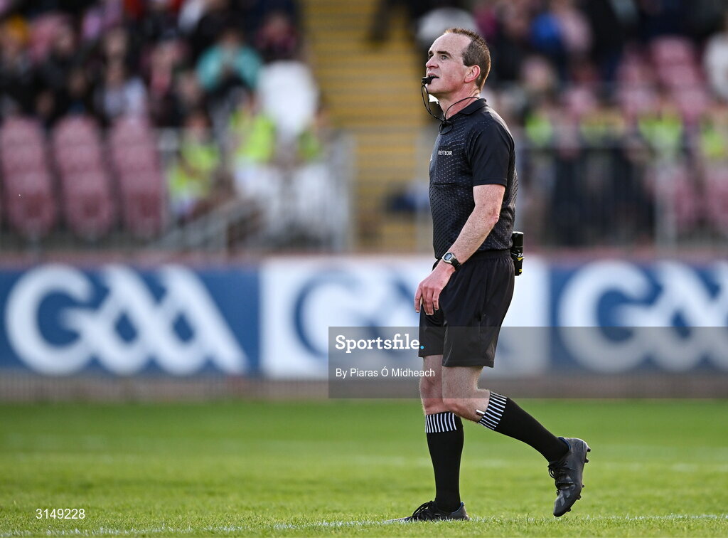 31 May 2025; Referee David Coldrick during the GAA Football All-Ireland Senior Championship Round 2 match between Tyrone and Mayo at O'Neills Healy Park in Omagh, Tyrone. Photo by Piaras Ó Mídheach/Sportsfile